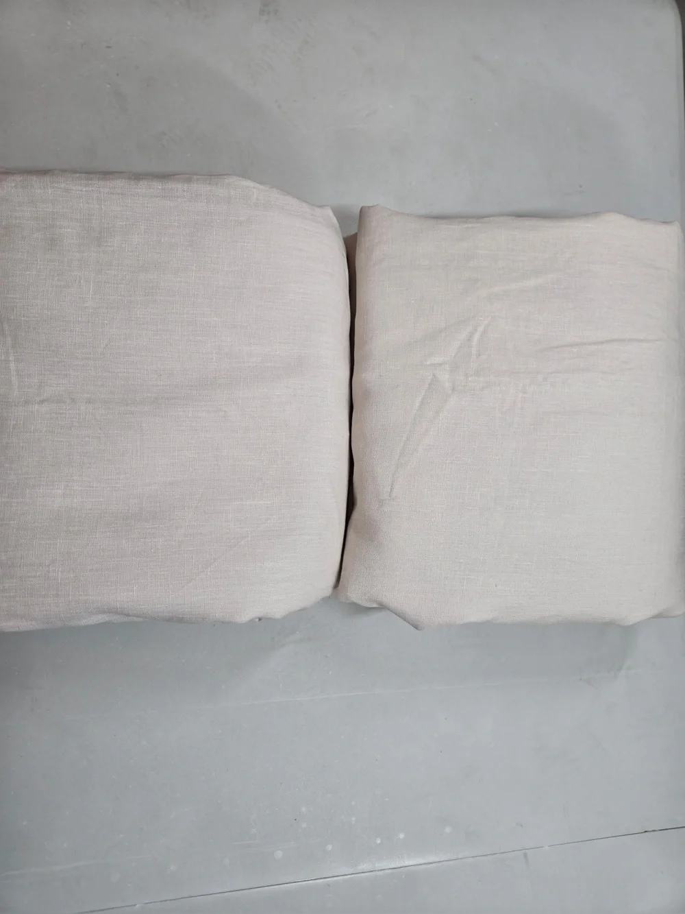 QUINCE Set Of 2 48x108 European Linen True Blackout Curtains Sand 0793